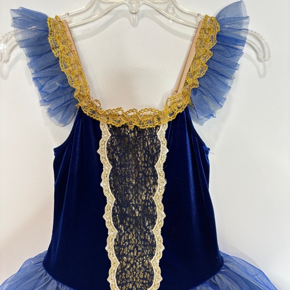 Classical Ballet Tutu Child XL Royal Blue Gold Trim Elegant Revolution Dancewear - Picture 9 of 16